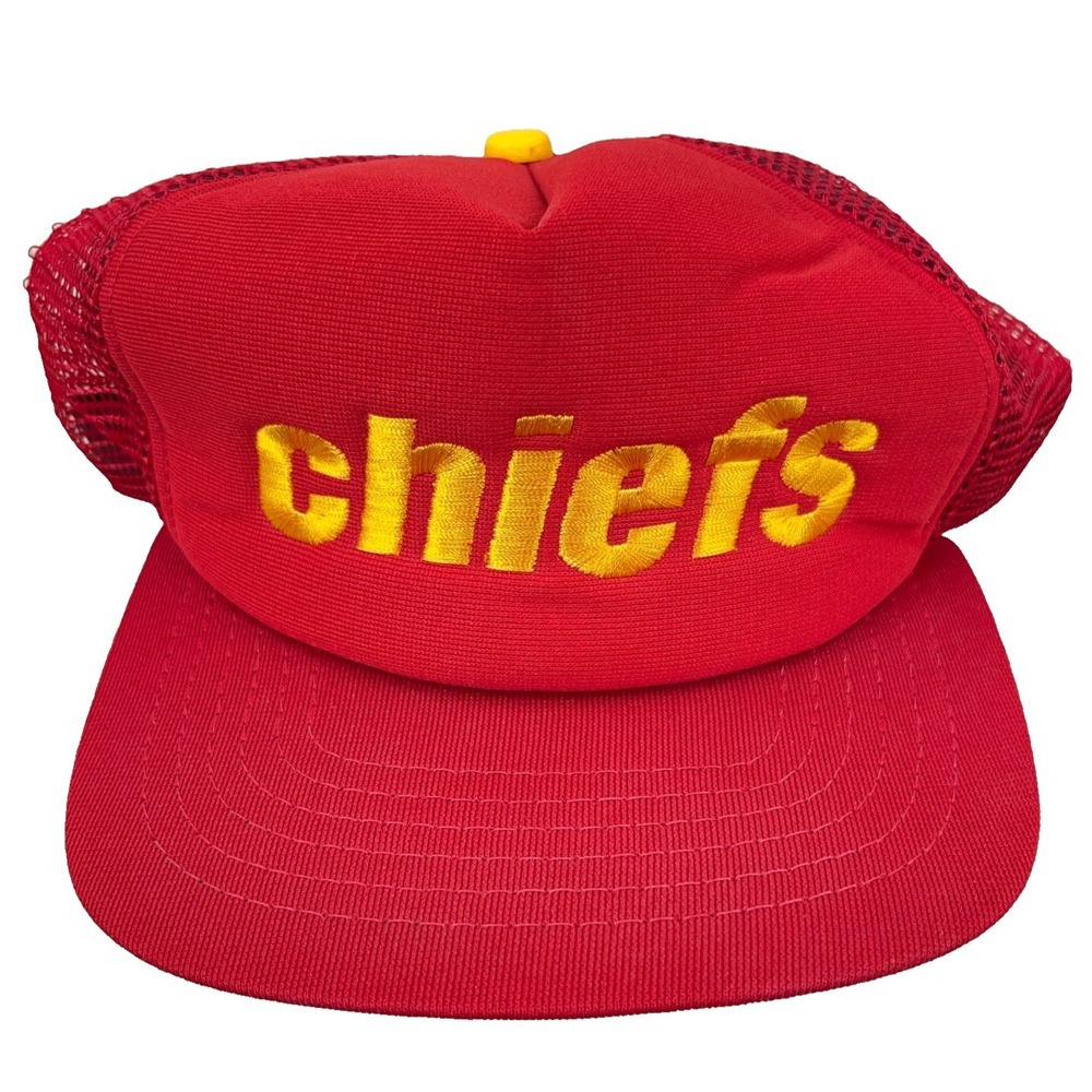 Vintage Kansas City Chiefs Trucker Hat Cap Snapback Red 90s New Era‎ Pro USA NFL
